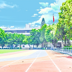 PS制作水彩画风格的校园操场风景图片
