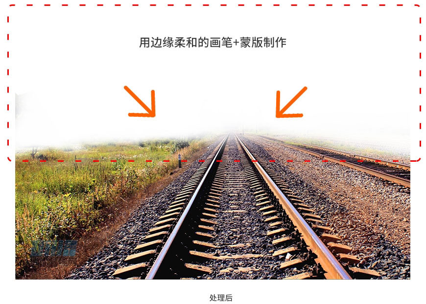 PS合成草原铁轨场景中奔跑的霸王龙图片