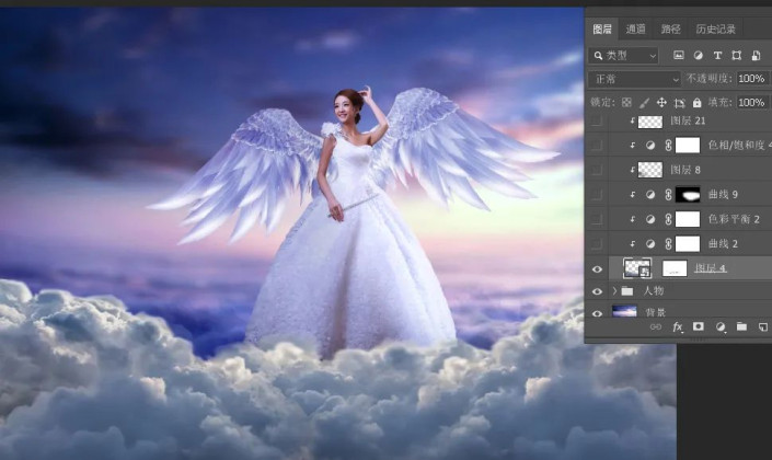 梦幻合成，用PS合成云端的完美白衣天使_www.16xx8.com
