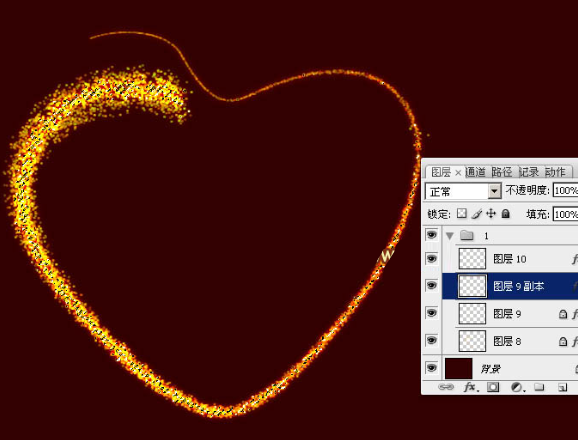 Photoshop鼠绘粒子光心形图片教程_ps教程自学网(www.16xx8.com) ps如何鼠绘一个发光爱心第22步