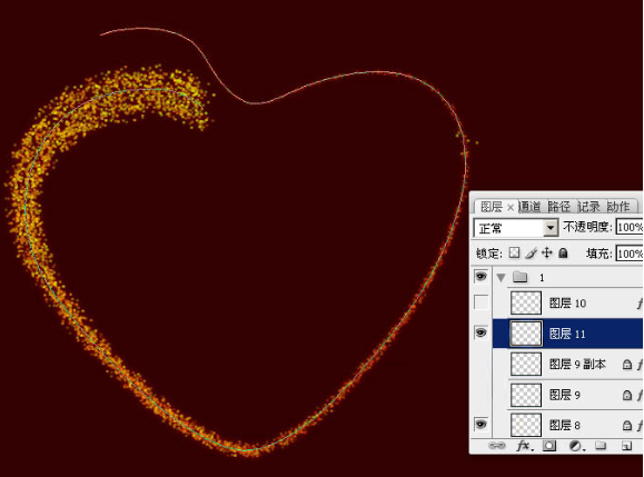 Photoshop鼠绘粒子光心形图片教程_ps教程自学网(www.16xx8.com) ps如何鼠绘一个发光爱心第17步