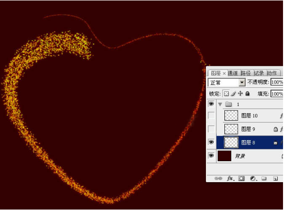 Photoshop鼠绘粒子光心形图片教程_ps教程自学网(www.16xx8.com) ps如何鼠绘一个发光爱心第16步